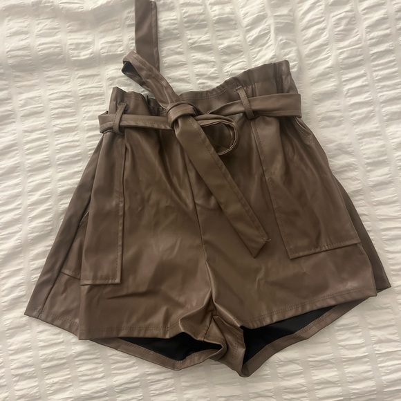 Brown Leather Women Shorts - Picture 1 of 3